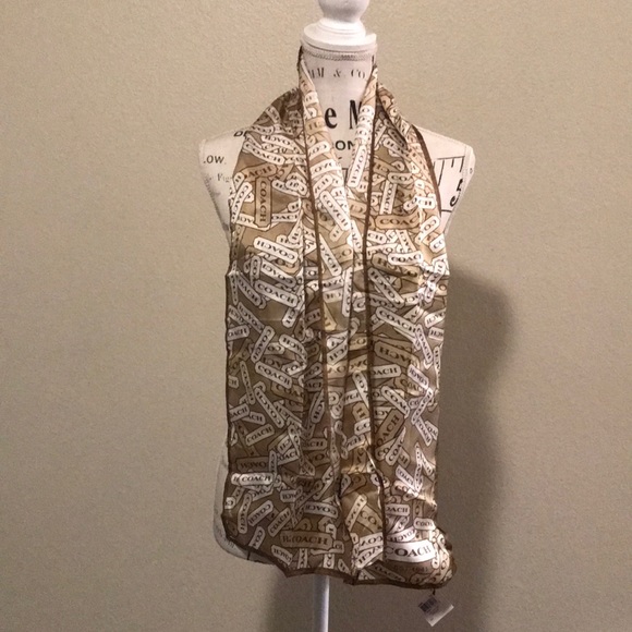 Coach 100% silk scarf COACH monogram - Picture 2 of 5